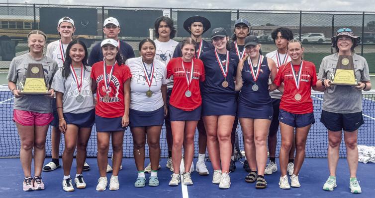 For the first time in history Madisonville CISD Tennis get 8 out to Regionals – one from every event. The tennis team is headed to Regionals May 10 and May 11 at Bryan Rudder. See more placement photos on page 9. COURTESY PHOTO