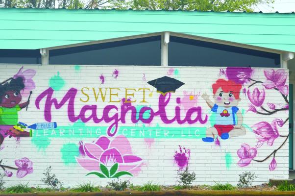 The mural on the side of the Sweet Magnolia Learning Center on North Commerce Street.