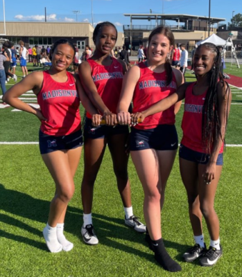 From left to right, Teilani Lain, Quin’eysia Shaffer, Lindsie Smith, Keilee Green came in third place for the Varsity Girls 4x100 and the 4x200.